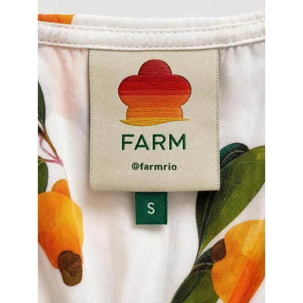 FARM Rio Cashew Fruit Print Twist Front Crop Top Flutter Sleeve Lace Trim Size S - Image 5