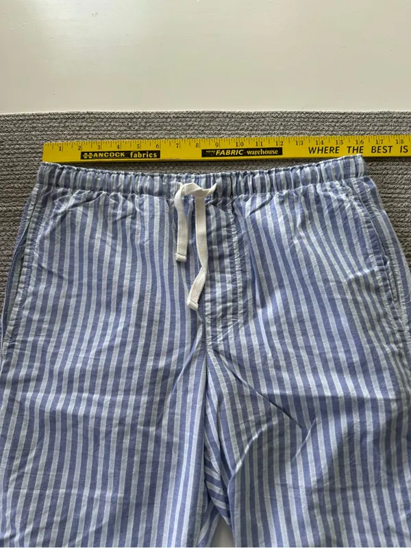 GAP Blue Striped Cotton Elastic Waist Drawstring Pajama Pants Sz Medium - Image 8