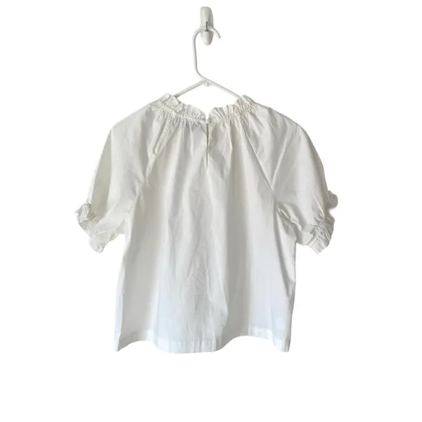 Hill House The Kit Ruffled Neck Short Sleeve Blouse White size medium - Image 5