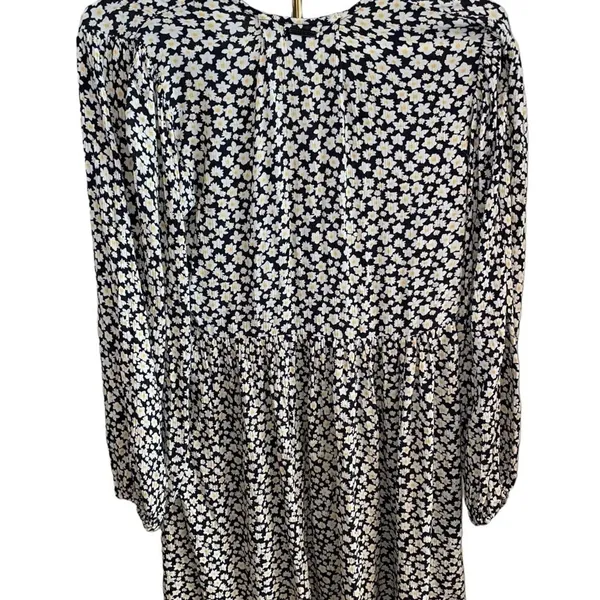Billabong Daisy Floral Print Gauze peasant poof Sleeve 90s style Babydoll Dress - Image 11