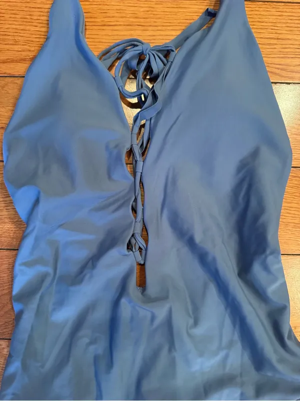 Aerie Blue Lace-Up One-Piece Swimsuit – Size S/P - Image 4