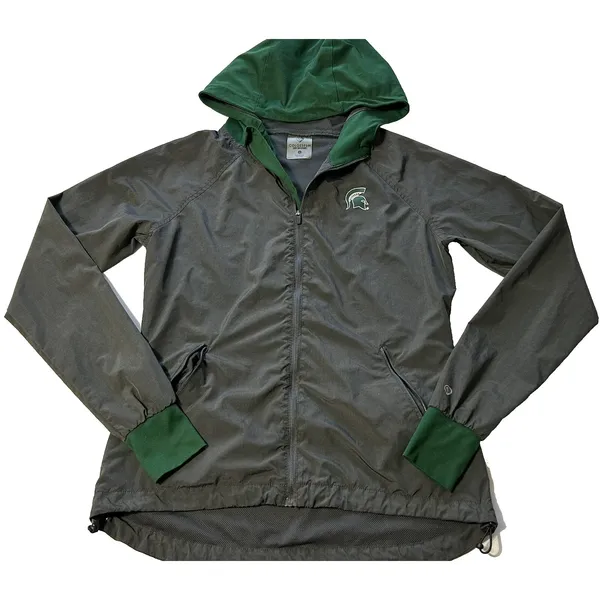 Colosseum Michigan State Spartans Women's M Gray Full Zip Hoodie Windbreaker - Image 2