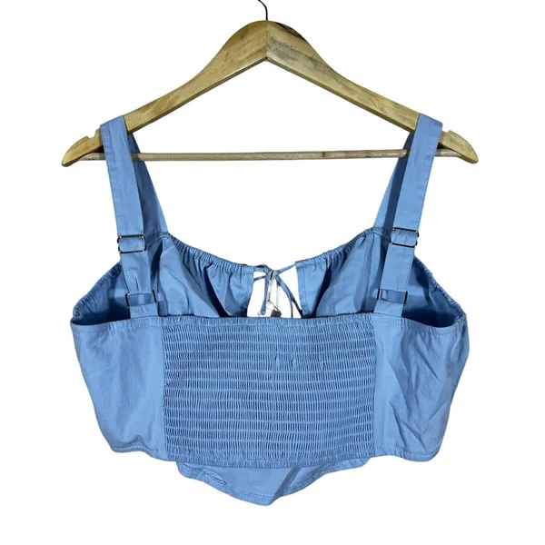 NWT Bailey Rose Corset Solid Crop Top Blue Coquette Smocked Back Size L - Image 6