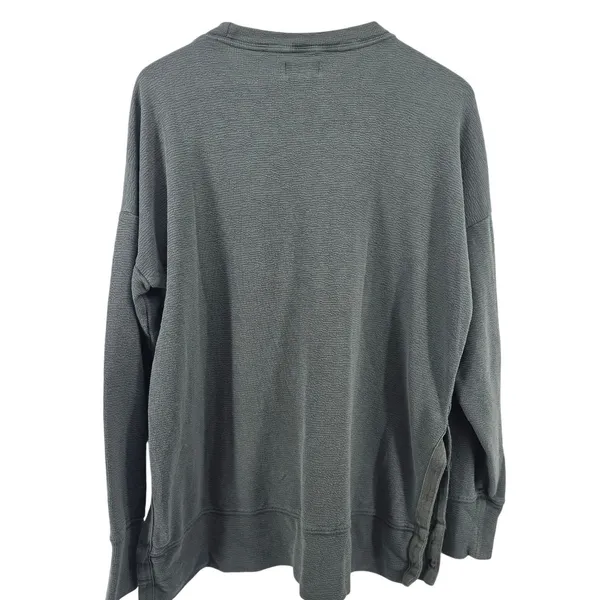 Aerie Sweatshirt Womens Small Waffle Knit Gray Side Slit Oversized‎ EUC - Image 3
