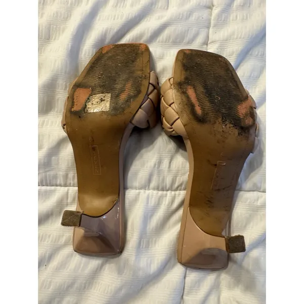 Steven New York Beige Braided Kitten Heel Mules Woven Strap Idra Nude Size 6.5 - Image 5