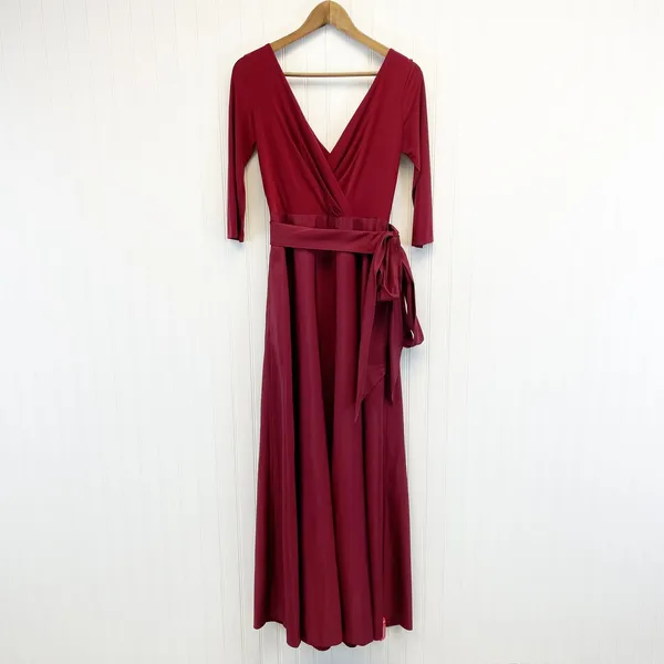 Alfred Sung Jersey‎ Mikado Gown Dress Womens 4 Burgundy Formal Holiday Gala - Image 3