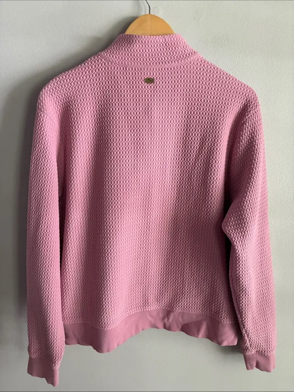 Puma Women’s L Pink Textured Snap Neck Pullover Sweatshirt Athleisure - Image 5