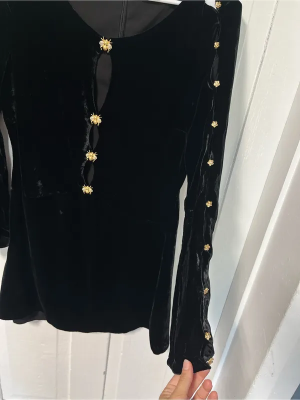 For Love & Lemons Beatrix Velvet Embellished cut out black Dress size Medium - Image 5