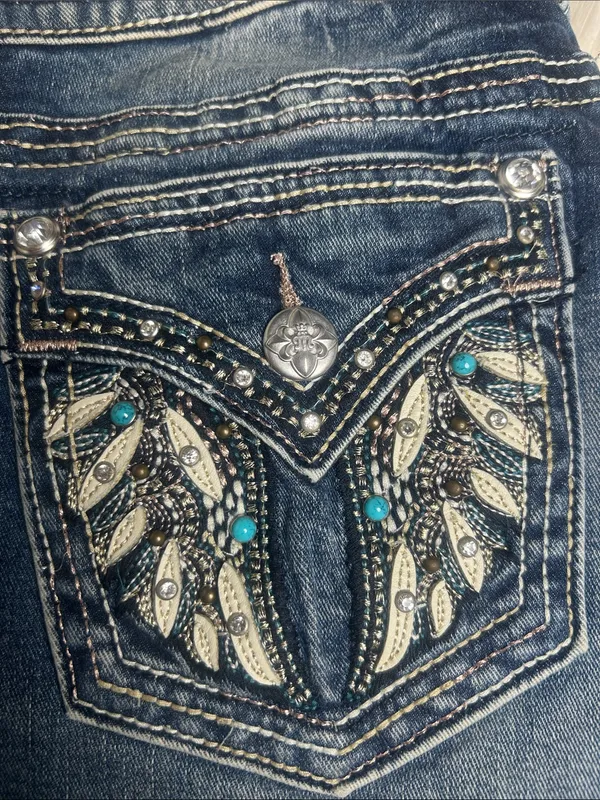 Miss Me Jeans Women's Size 30 Hailey Skinny Jeans Embellished Embroidered Bling - Image 9