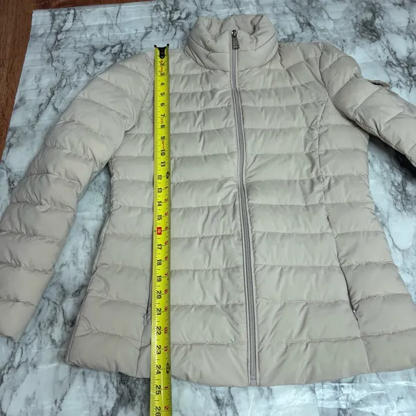 Lauren Ralph Lauren Puffer Zip Up Jacket Coat size XS Cream hidden hood - Image 7