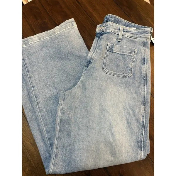 Old Navy Sky-Hi Wide Leg Jeans Extra High Rise Medium Wash Blue Size 14 NEW - Image 3