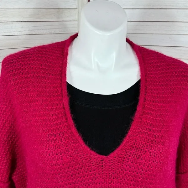 Free People All Mine Sweater Slouchy Alpaca Blend Raspberry Pink Large Oversized - Image 6