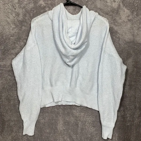 All In Motion Knit Hoodie Womens XL Blue‎ Cropped Textured Pullover Sweater - Image 7