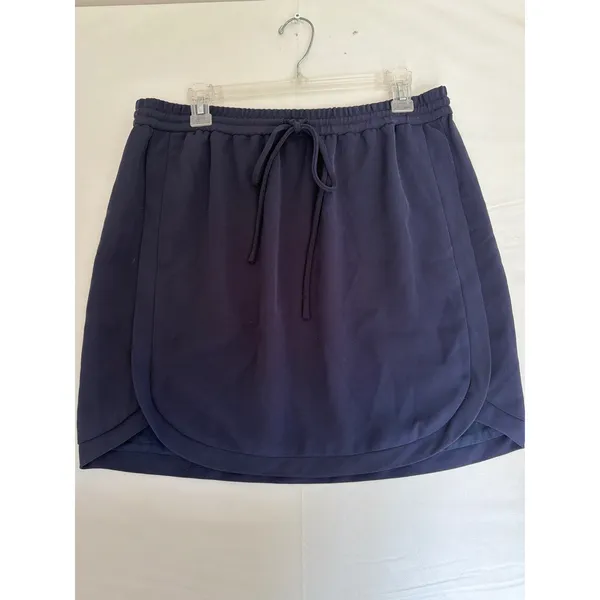 J. Crew Navy Blue Tulip Hem Mini Skirt with Pockets Size 12 Drawstring Waist - Image 3