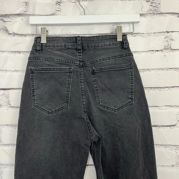 Y2K Cotton On High Rise Stretch Mom Jeans Black Distressed Preppy Size 4 Grunge - Image 9