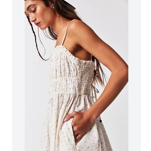 Free People Gabby Mini Dress In White Floral Print Small - Image 2