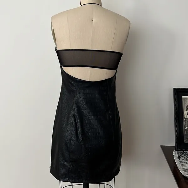 Free People Feel the Vibe Faux Leather Strapless Bodycon Slip Dress Size Small - Image 11