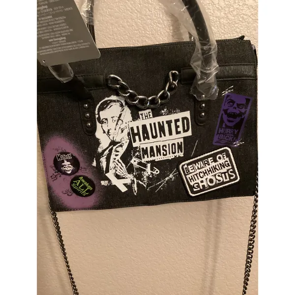 NWT Disney Parks Loungefly Haunted Mansion Chain Glow in the Dark Crossbody Bag - Image 4