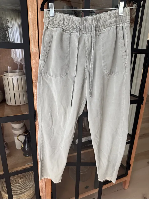 Zara denim joggers pants drawstring high waisted drawstring raw hem adjustable - Image 6