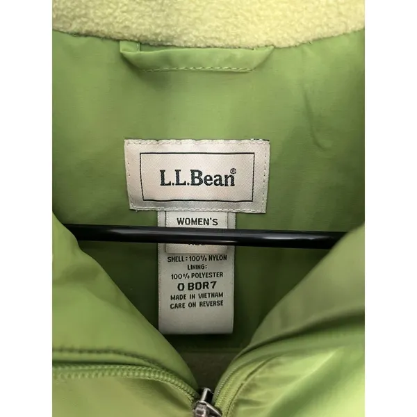 LL Bean Fleece Insulated Vest Women's Large Green Full‎ Zip Zip Pockets - Image 4