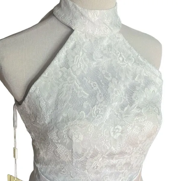 NWT Womens Jaeden Semi Formal Lace Mixed Media Wedding High Neck Dress - Sz S - Image 2