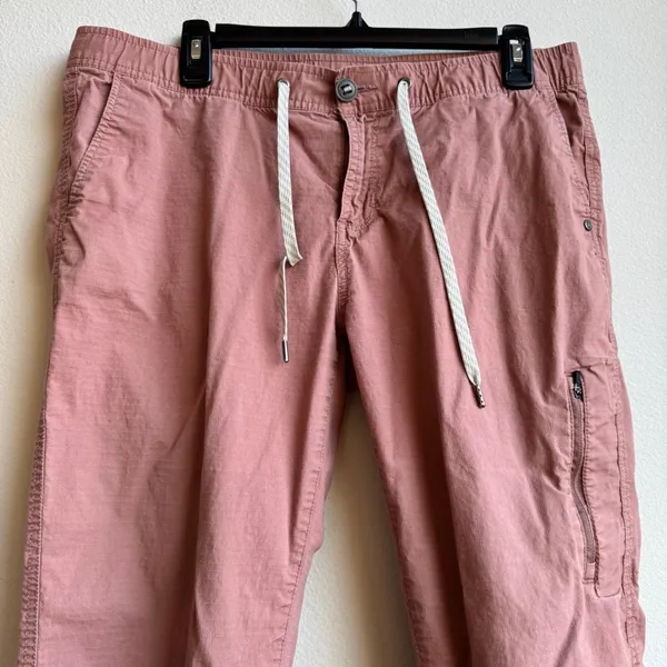 Vuori Ripstop Jogger Pants Womens Large Terracotta Pink Zip Pocket Drawstring - Image 2