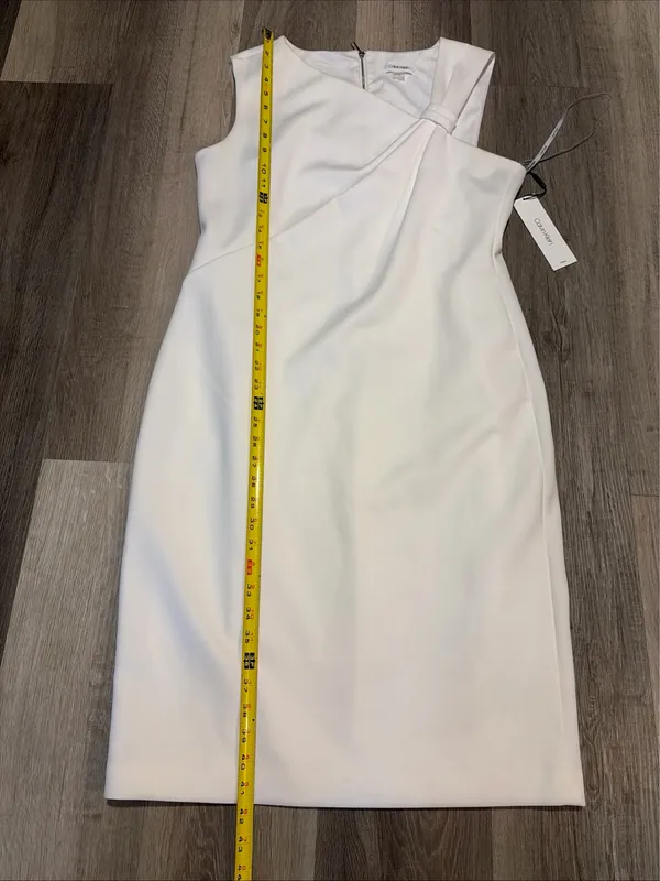 Calvin Klein New! One-Shoulder White Sheath Dress size 14 - Image 9
