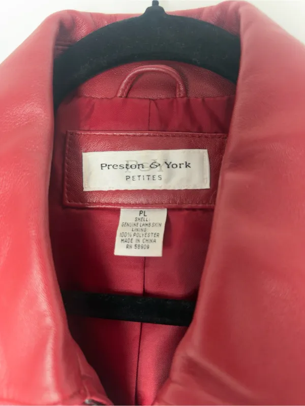 Preston & York Crimson Red Leather Zip Jacket - Image 6