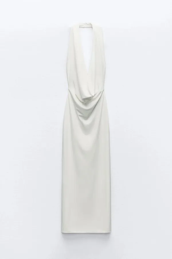 Zara maxi dress gown bodycon halter plunge neck party formal wedding evening - Image 16