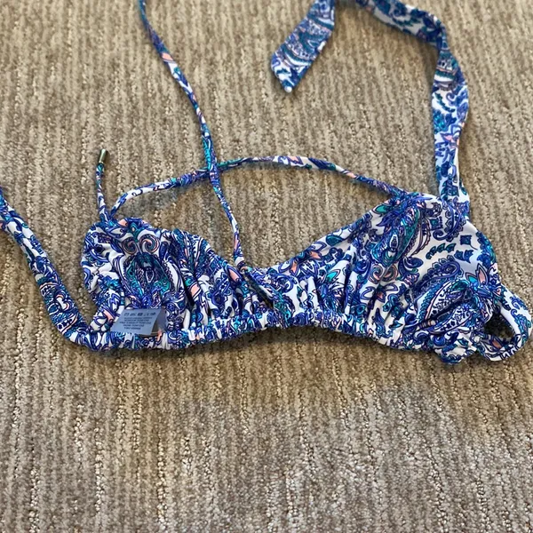 Blackbough Blue and White Paisley Bikini Top - Image 2