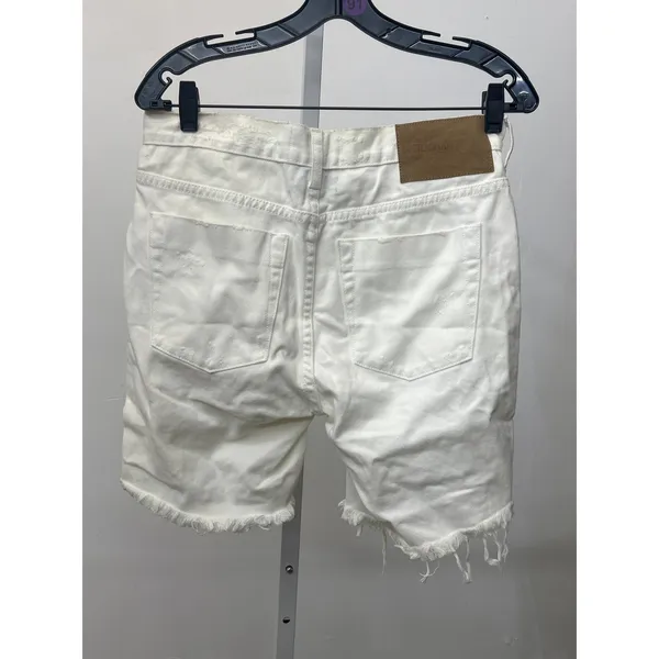 One Teaspoon Sz 26 Stevies White Distressed Ripped Cut Off High Rise Jean Shorts - Image 4