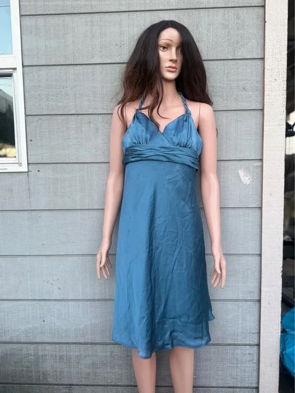 Women’s Davids bridal blue satin halter y2k dress size 2 - Image 2