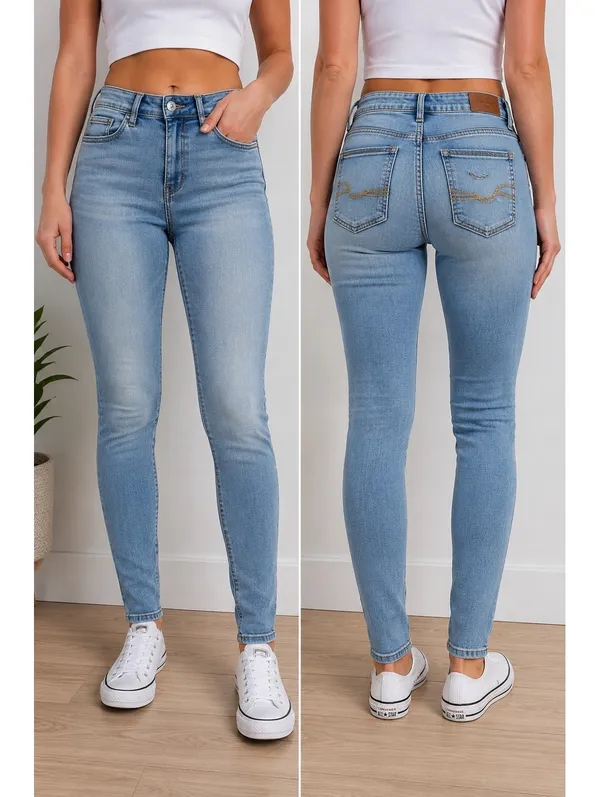American Eagle Super Stretch Women’s Skinny Jeans Size 2 Light Wash - Image 2