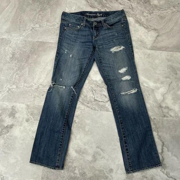 American Eagle Jeans Straight Super Stretch Distressed‎ Holes - Image 2