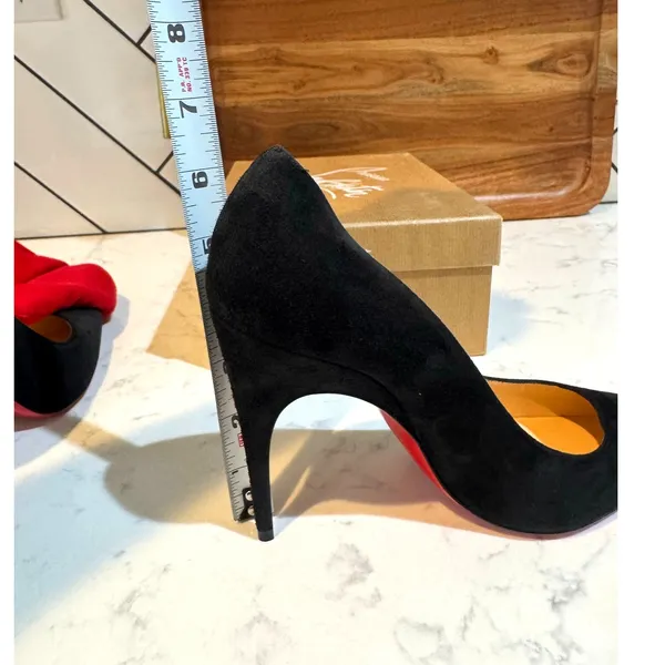 Christian Louboutin Alminette black suede 100MM pointed-toe pump size 38W2 - Image 10