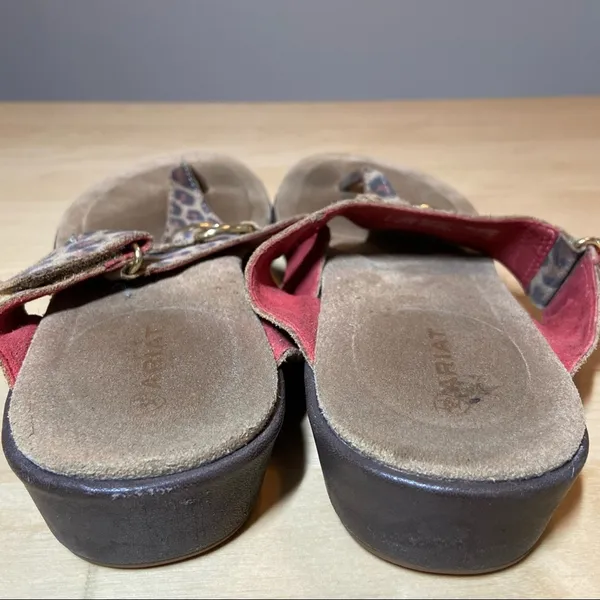 Ariat Poolside Sandals Leather Thong Wedge Cheetah Leopard Ring Padded Brown 9.5 - Image 4