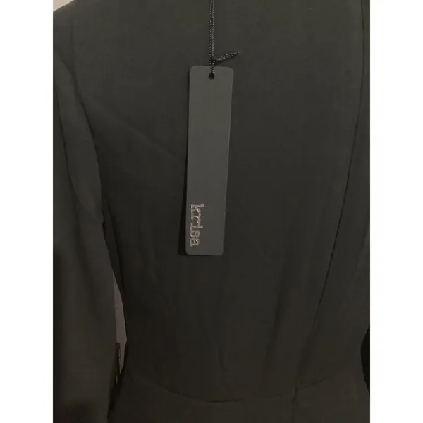 Revolve Krisa Long Sleeve Deep V Neck MIDI Black Dress - Image 7