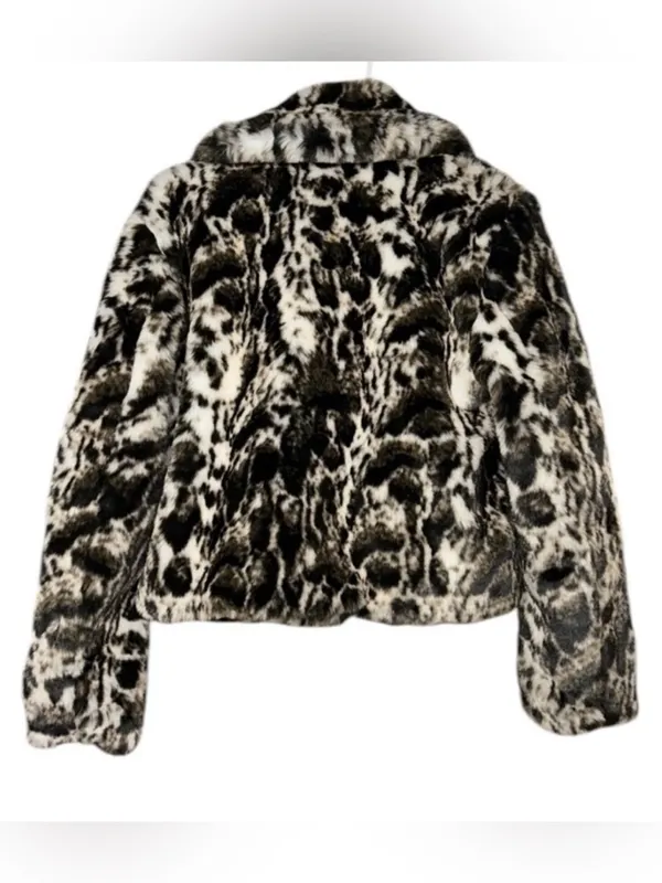 Free People Band of The Free Open Front Crop Faux Furlvory/Black Jacket Medium - Image 2
