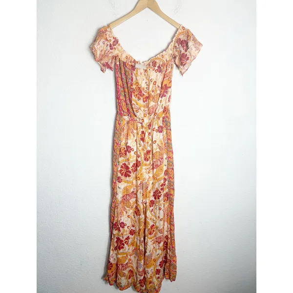 NWT Free People Carmen Jumpsuit Off Shoulder Floral Wide Leg Size Small Bohemian - Image 4