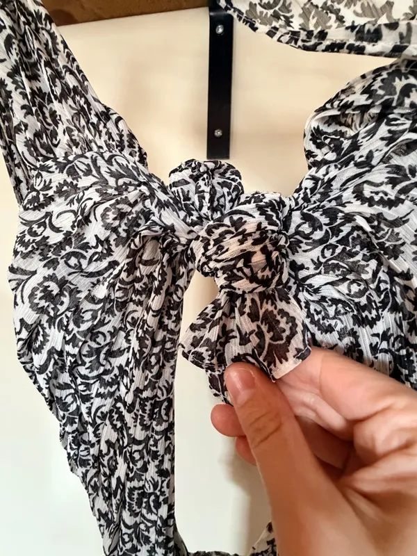 A.L.C. Frank Macpherson tie front halter cut out black and white maxi dress 2 - Image 12