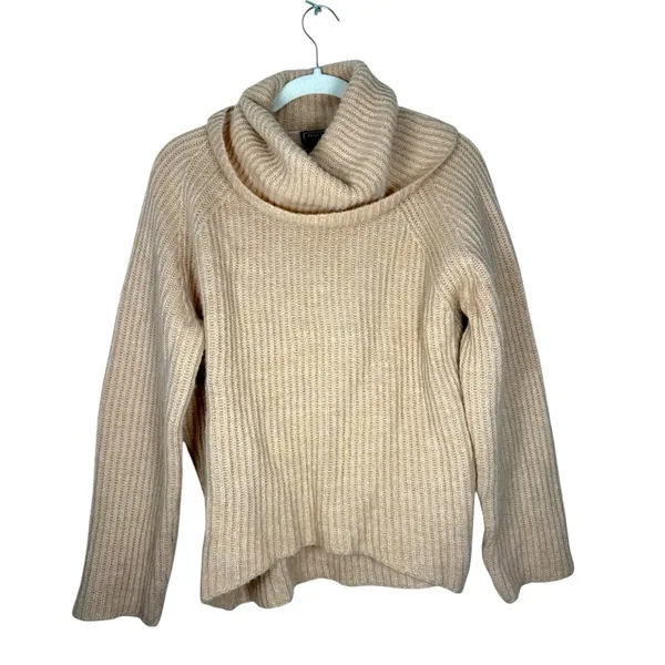 Point Sur Mohair & Wool Blend Ribbed Turtleneck Rib Knit Sweater Pale Peach Sz S - Image 2