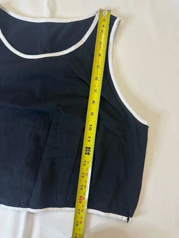 Black Two-Piece Tank Top & Shorts Set with White Trim - Image 2