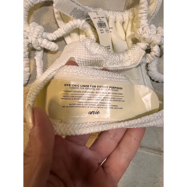 Aerie Real Good White Waffle Textured Side Tie Cheekiest Bikini Bottom Small NWT - Image 6