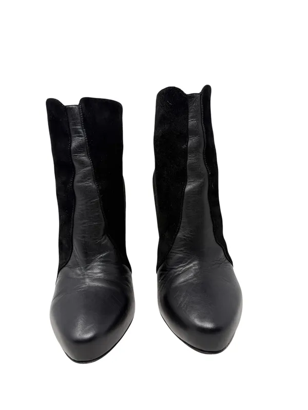 Christian Louboutin Gaetanina Black Leather Suede Almond Toe Ankle Boots Size 40 - Image 3