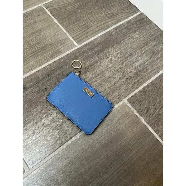 Kate Spade New York Blue Colorblock Saffiano Leather Card Holder Keychain Zipper - Image 2