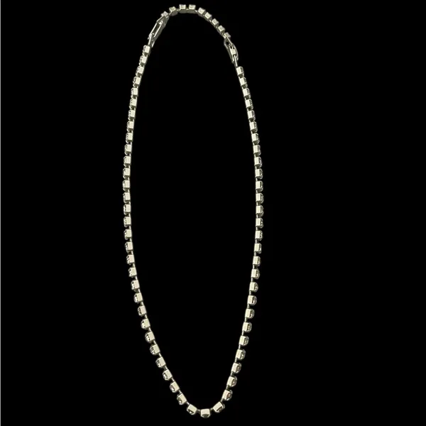 Vintage Estate Silver Clear Rhinestones Necklace Classic Formal - Image 9