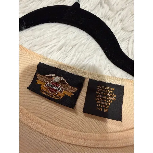 Harley Davidson Vintage Flag Cotton Top in Beige Medium - Image 5