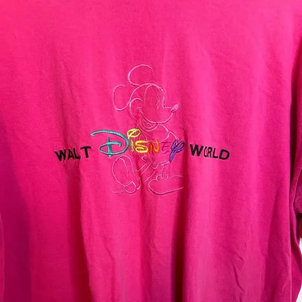 Walt Disney World Vintage Hot Pink Embroidered Tee - Image 3