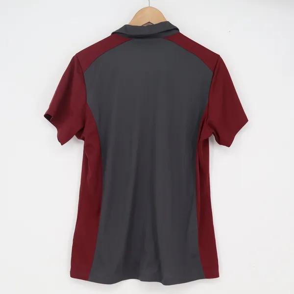 Sport-Tek Womens L Performance Polo Shirt Maroon Grey BH Shield Crest Logo - Image 3
