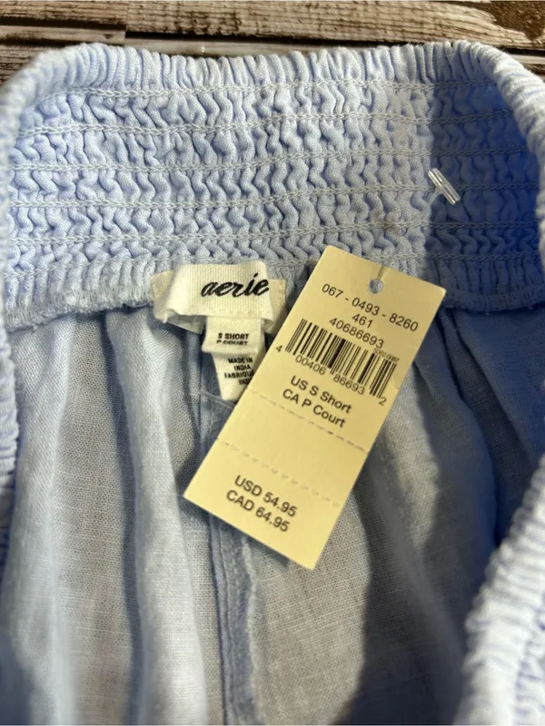 aerie Light Blue Wide-Leg Linen Blend Lounge Pants Coastal Vacation - Image 6